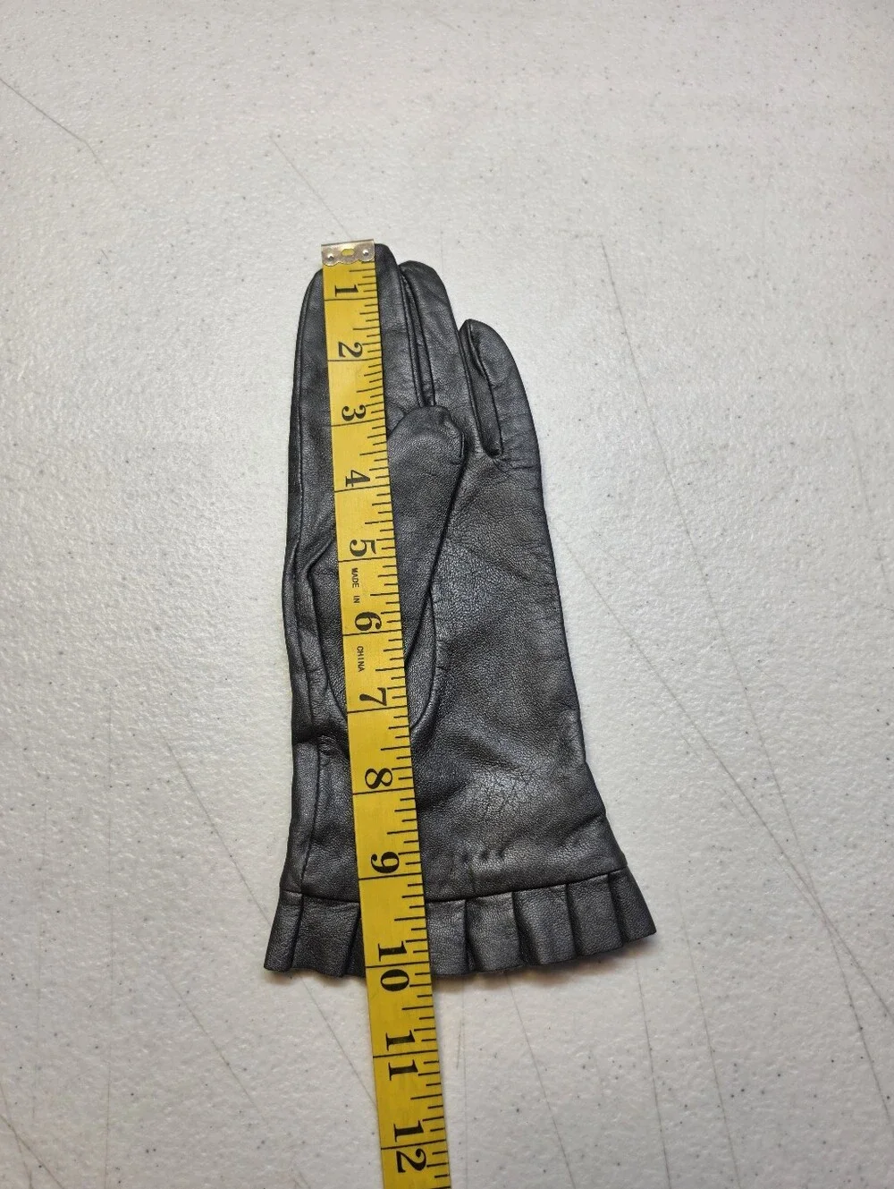 Mixit Metallic Gray Leather Driving Dress Gloves with Pleated Cuff